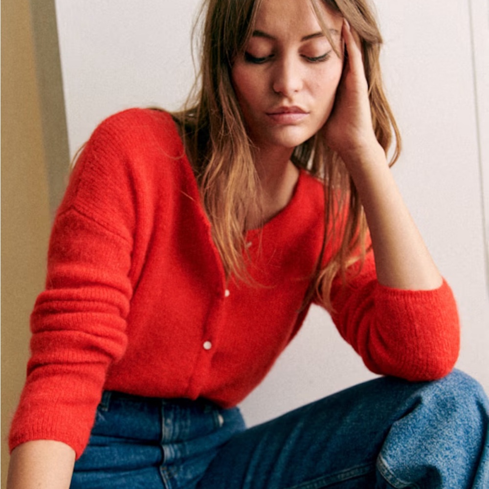 Sezane Cardigan Gaspard XXS in Cherry Red.